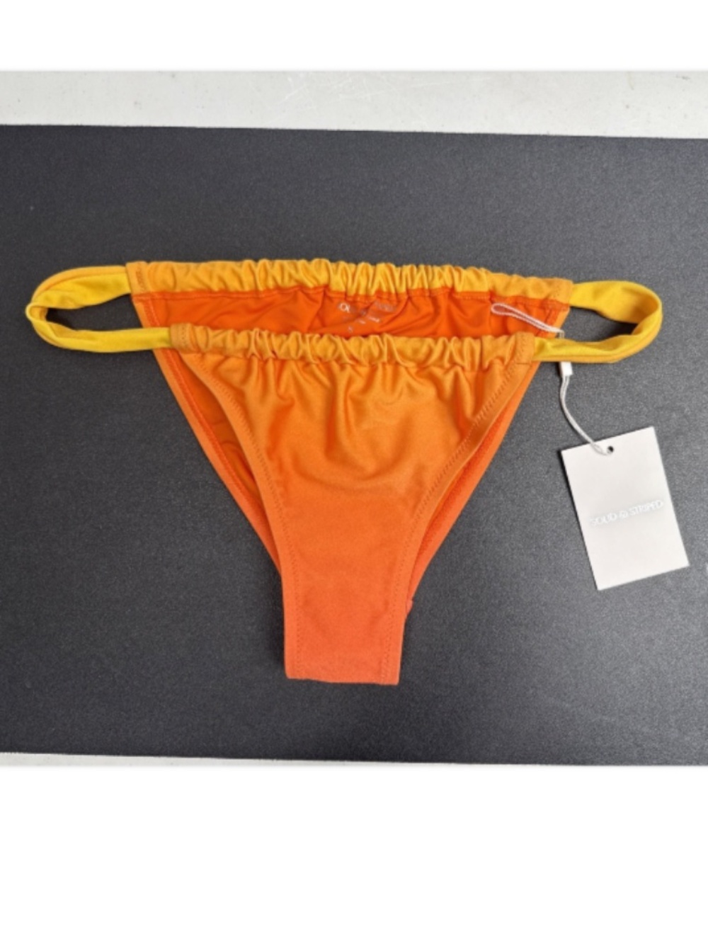 Solid & Striped the Ellery Ruched Bikini Swim Bottom Orange Yellow Size L 13306